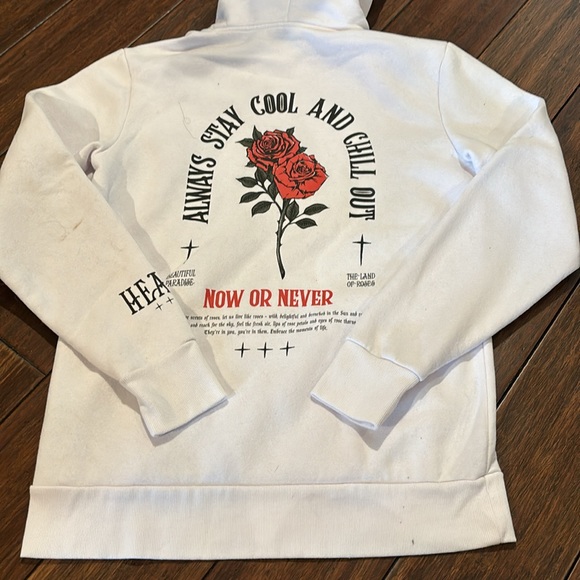 Unisex size small white hoodie - Picture 4 of 5